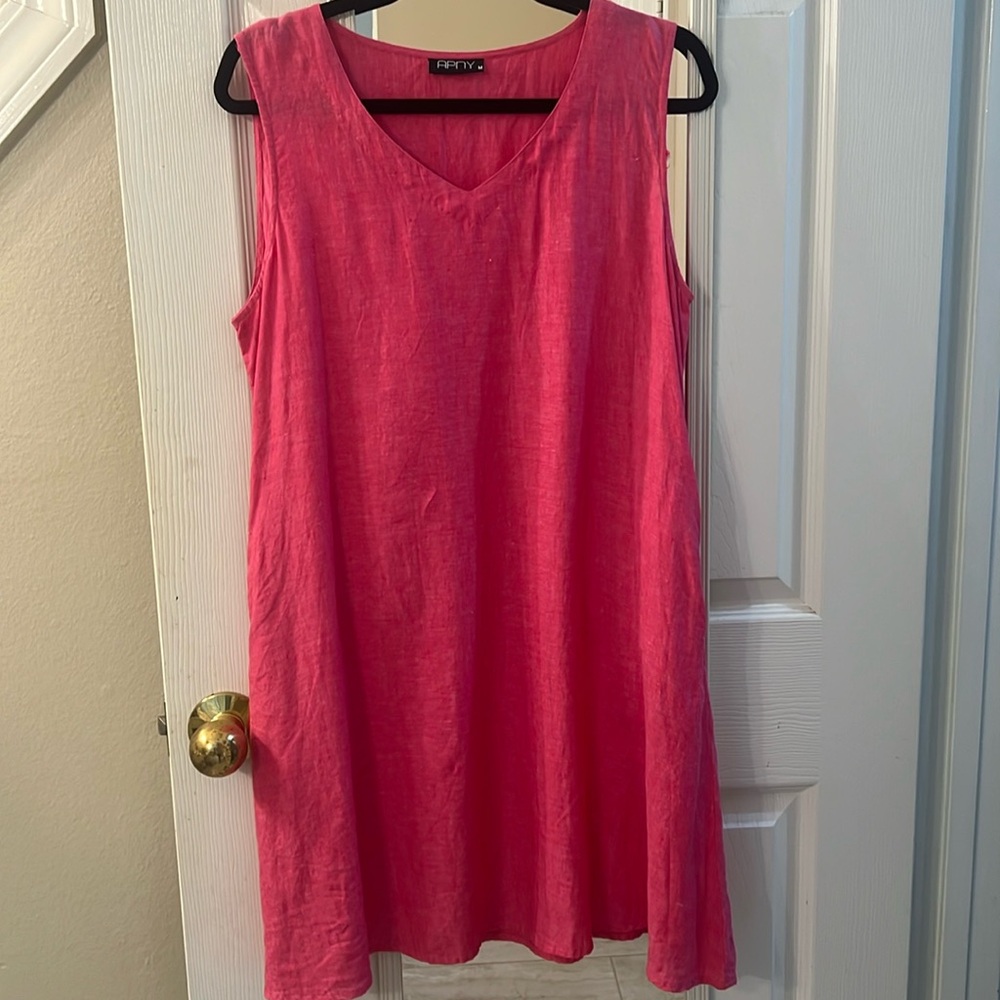 APNY 100% Linen dress red Sheath